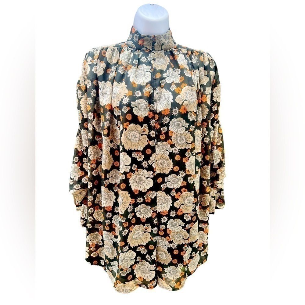AZUL Moussy Tokyo Floral Romper Sheer Long Sleeves S Cottagecore Festival